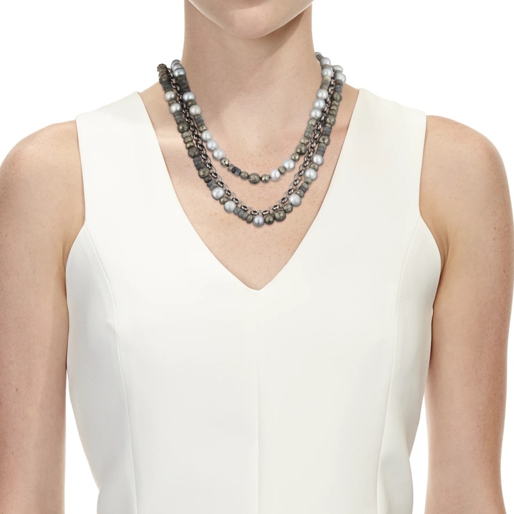 Brie Three-Strand Beaded Necklace